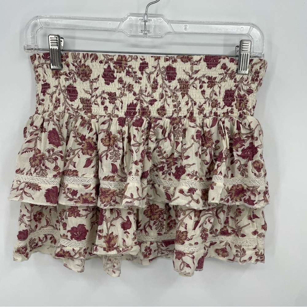Ralph Lauren Denim & Supply Ivory-Multi Floral Tiered Gauze Skirt Sz XS